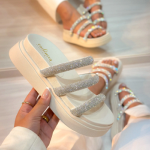 Sandalia Papete Birken Feminina - Off-White
